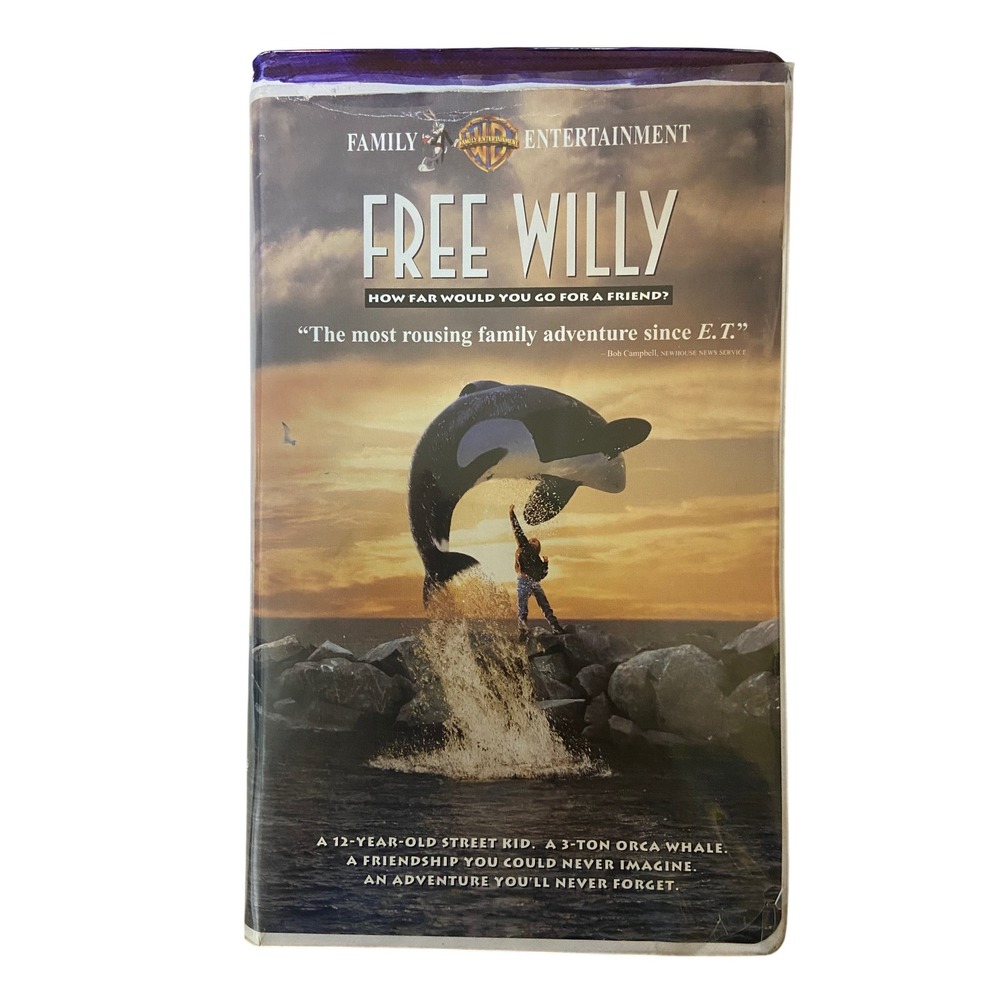 Warner Bros Free Willy VHS Tape 1993 Orca Movie Family Adventure Vintage PG OS